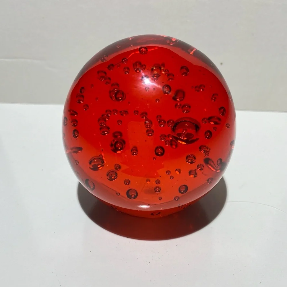 Vintage Hand Blown Glass Paperweight Rare Ruby Red Glassware Collectors Item